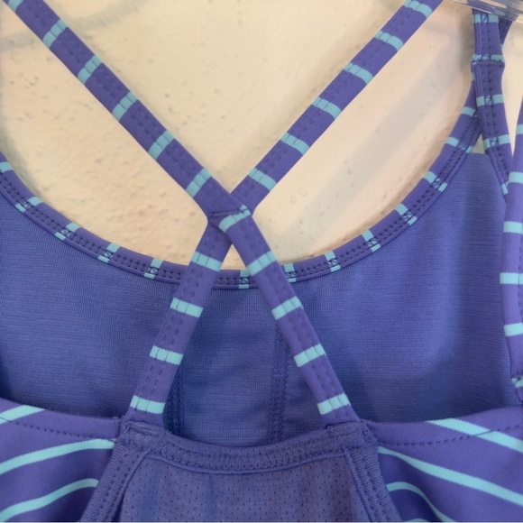 Athleta Girls Purple and Blue Tank Top with Built In Bra Criss-Cross Straps Sz L - Picture 4 of 12